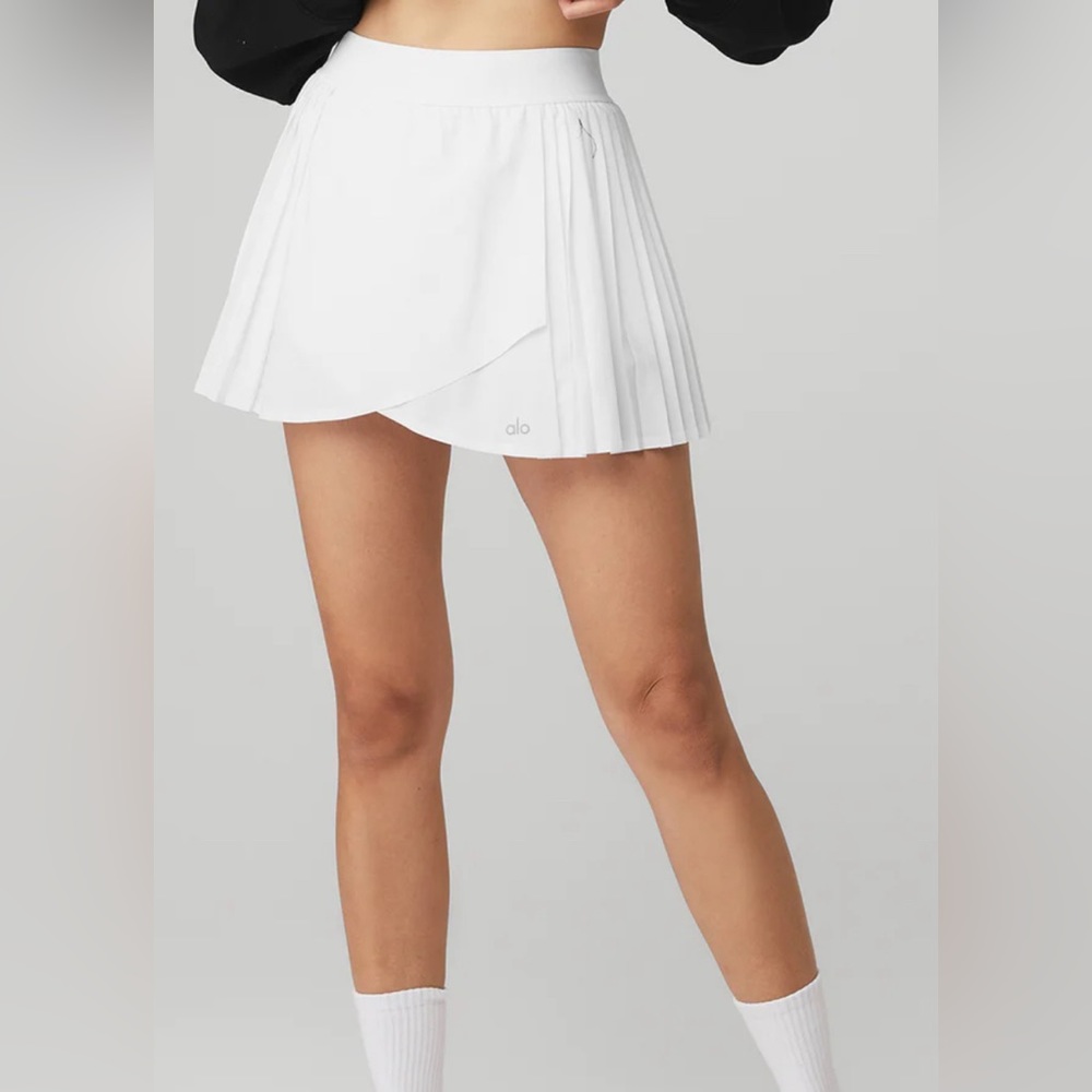 🆕Alo🎱 Aces Tennis Skirt Core: White Sz XXS